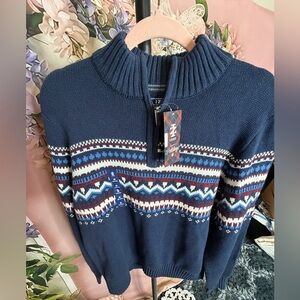 Izod Blue Patterned Men's Sweater. Size Medium, NWT